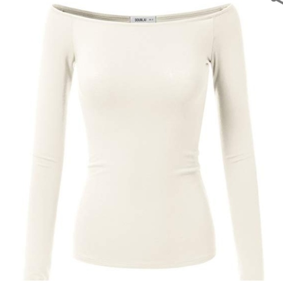 Tops - White off the shoulder long sleeve top